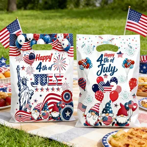 US Independence Day gift bags with gnomes and Statue of Liberty prints for party favors
