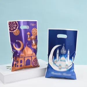 Sacchetti regalo Ramadan in plastica perlata con stampe di moschea e luna