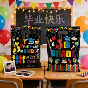 Graduation party theme plastic gift bags for 5th grade and middle school celebrations