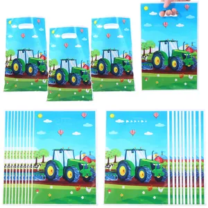 Bolsas de Regalo para Fiesta Temática de Granja de Tractores Vehículo de Construcción Bolsas de Plástico para Caramelos para Cumpleaños Infantil