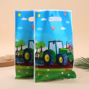 Bolsas de regalo para fiestas de tractores con estampado de granja para niños y niñas