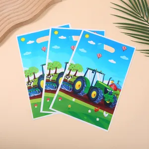Set de bolsas de regalo para fiestas temáticas de tractores agrícolas con asas útil