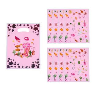 Sacs cadeaux roses sur le thème cow-girl pour fêtes avec motifs imprimés vache Lot