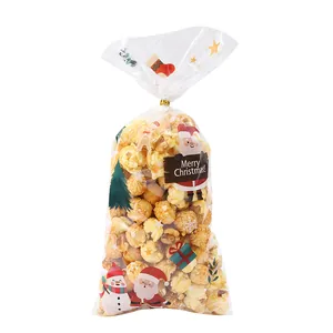 Transparente Weihnachts-Geschenktüten aus Zellophan mit Weihnachtsmann- und Schneemann-Motiv
