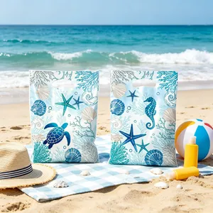 Sacchetti regalo in plastica a tema oceano con tartarughe e stelle marine per feste al mare