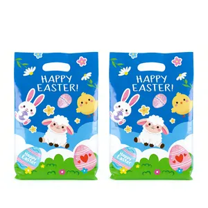 Bolsas de regalo de Pascua de plástico con diseños de conejitos y ovejas para dulces