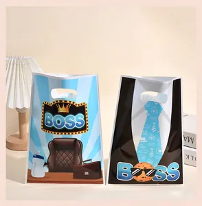 Sacchetti regalo in OPP a tema Boss Day con stampe di abiti e cravatte per feste