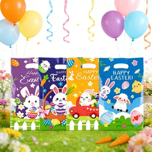 Bolsas de regalo de Pascua coloridas con bonitos dibujos de conejos y huevos para dulces
