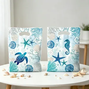 Sacchetti regalo in plastica a tema oceano con tartarughe e cavallucci per compleanni