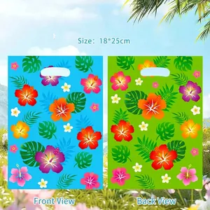 Tropical Flower Print Pearlescent Film Gift Bag Portable Plastic Packaging Bag For Party Favor Snack Candy Bag Handheld Bag