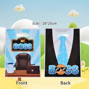 Sacchetti Regalo Boss's Day in Plastica OPP Sacchetti per Imballaggio Regalo per Caramelle Cioccolato Motivo Boss Stampato 18x25cm