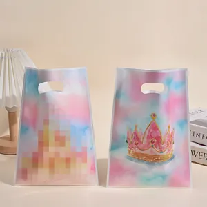 Decorative pink crown and castle printed gift bags for party favors and candies