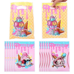 Creative ice cream drip and baseball pattern pearl film party favor bags for kids birthday