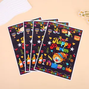 Kleurrijke Happy Purim plastic geschenkzakjes voor feestelijke snoepjes en traktaties