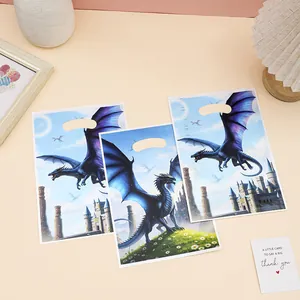 Bolsas de regalo de plástico con tema de dragón y castillo para fiestas infantiles