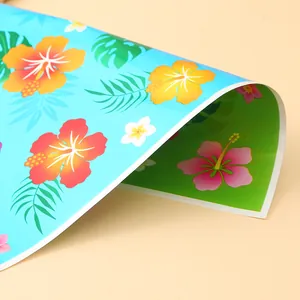 Tropical hibiscus floral pearlescent film for festive gift bags and party favors