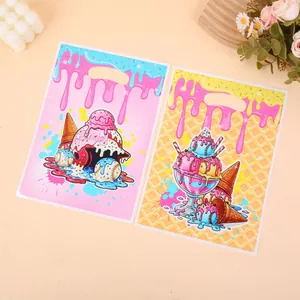 Pearlescent party gift bags with ice cream drip and baseball patterns for kids events