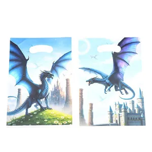 Bolsas de plástico para regalos de fiesta con tema de dragón y castillo