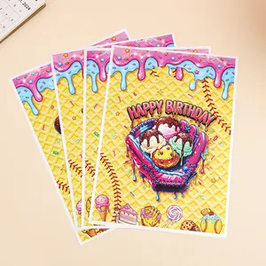 Vibrant ice cream and softball themed birthday party gift bags for kids snacks and treats