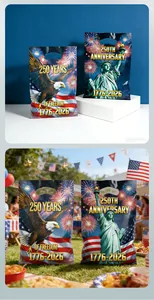 American 250th anniversary gift bags with Statue of Liberty and Bald Eagle print
