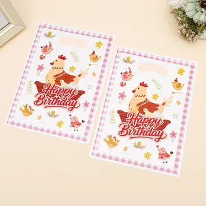 Cute cartoon chicken themed birthday gift bags for kids party favors and school treats