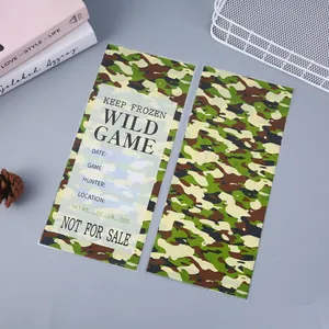 Durable camouflage wild game meat storage bags with printed hunter tracking labels