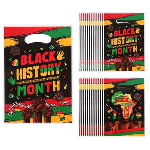 Sacs cadeaux Black History Month avec imprimés culturels vibrants et poignées de transport.