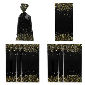 Bolsas de regalo OPP negras con estrellas para dulces y envoltorios de fiestas