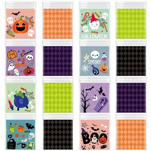 Lot de sachets refermables Halloween avec motifs citrouilles fantômes et chauves-souris
