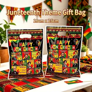 Juneteenth Herdenkingscadeautassen Afrikaans Patroon Partyzakjes Plastic Handbediende Souvenirtassen Voor Viering