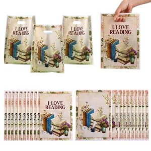 Vintage I Love Reading printed pearl film gift bags with handles for party treats