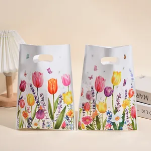 Elegant white pearlescent tulip floral gift bags for party snack and candy packaging