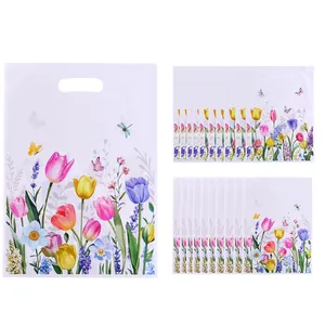 Plastic cadeauzakjes met tulpbloemenpatroon voor feestelijke traktaties en snoepjes