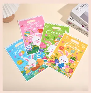 Bolsas de regalo de Pascua coloridas con lindos conejitos y diseños de huevos alegres