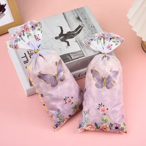 Butterfly print OPP gift bags for candy, party favors, and baking gifts, pack of two