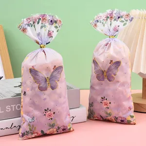 OPP cellophane bags with floral butterfly print for party candy and gift packaging