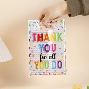 Sacchetto regalo colorato in plastica con stampa Thank You per feste e dolci