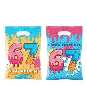 Verjaardagsfeestje cadeauzakjes met nummer 67 print voor snoep en kleine attenties