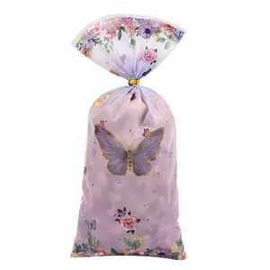 Premium purple butterfly and floral print OPP cellophane bag for candy and party favors
