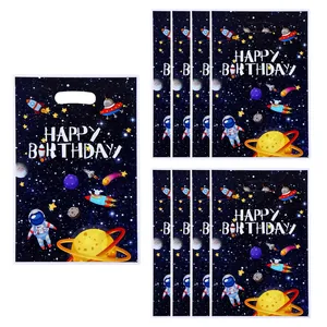 Astronaut and space themed gift bags for kids' birthday party snacks and favors