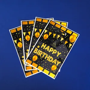 Sacs-cadeaux noirs et dorés « Happy Birthday » avec poignées pour fêtes et bonbons
