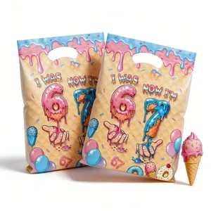 Pastel ice cream theme birthday party gift bags for kids candy and treat packaging
