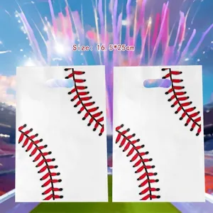 Bolsas de Regalo para Fiesta de Béisbol Película Perlada Bolsas de Plástico con Asa Cumpleaños Patrón Deportivo Embalaje