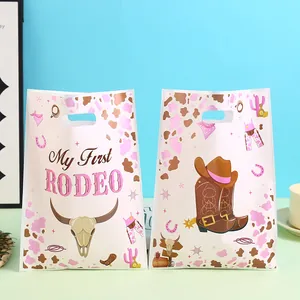 Western Cowboy Plastik-Geschenktüten mit My First Rodeo Aufdruck für Partys und Geschenke