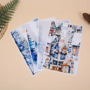 Christmas printed handle bags for holiday party gift packaging in blue winter theme