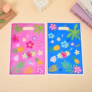 Tropical floral and fruit print plastic gift bags for cookies and candy packaging