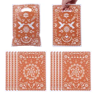 Oranje bloemen geschenkzakjes met handvatten voor feestjes en snoepverpakkingen