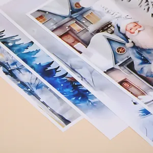 Christmas printed gift bags with pearl film finish and Santa Claus winter house design