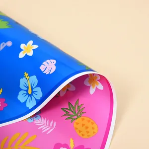 Tropical floral and pineapple print pearlescent film gift packaging material