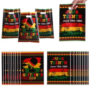 Sacchetti regalo in plastica Juneteenth con stampe Black History Month e manici per dolci
